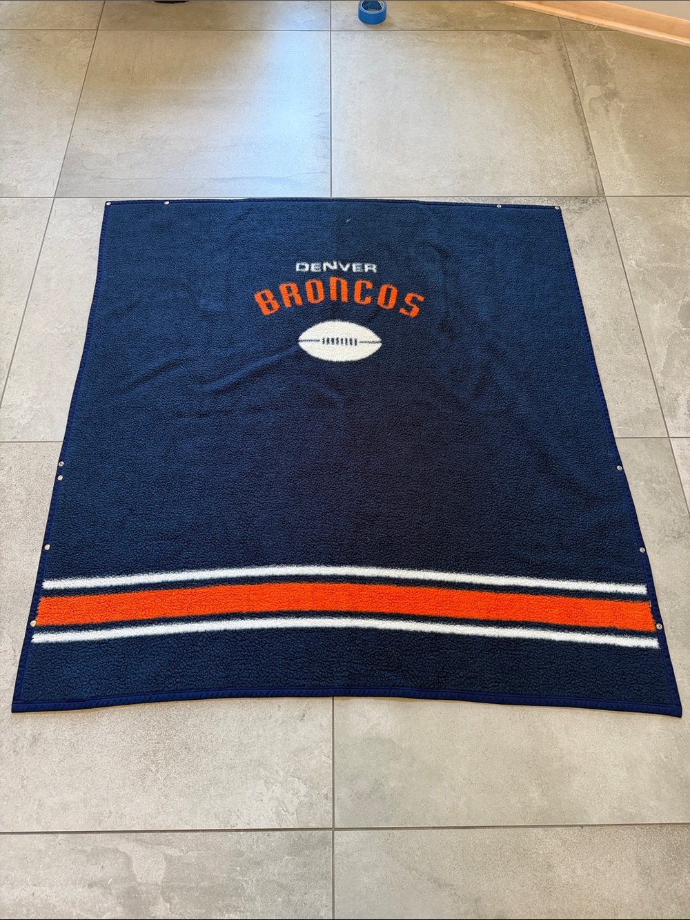 Vintage Biederlack Denver Broncos "Cuddle Wrap" Fleece Stadium Blanket